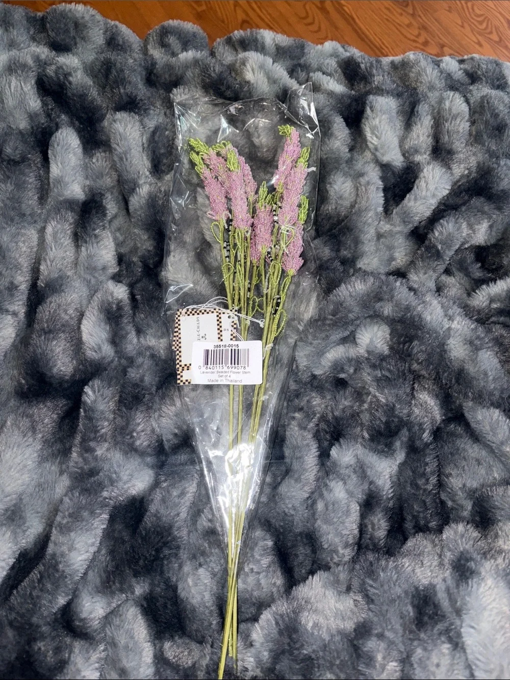 💜🌺 BRAND NEW Mackenzie Childs LAVENDER BEADED FLOWER STEM - SET OF 4 💜